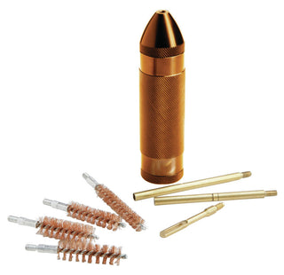 This Hoppe's 9-Piece Pistol Cleaning Kit is a must-have for firearm enthusiasts. It contains the essential .22, 9mm/.357, .40 and .45 caliber bronze brushes, one brass slotted end, and a 2-piece brass cleaning rod. Keep your pistol in top condition with this convenient storage case that doubles as a cleaning rod handle – perfect for bringing to your range or bench.